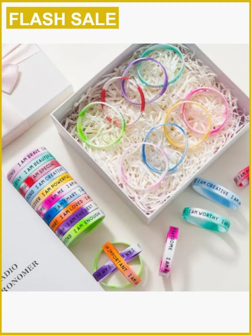 20 Inspirational Wristbands Rubber Bracelets Motivational for Kids Students